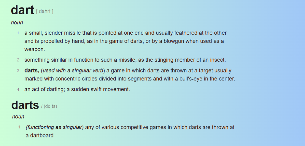 Darts Terminology for beginners