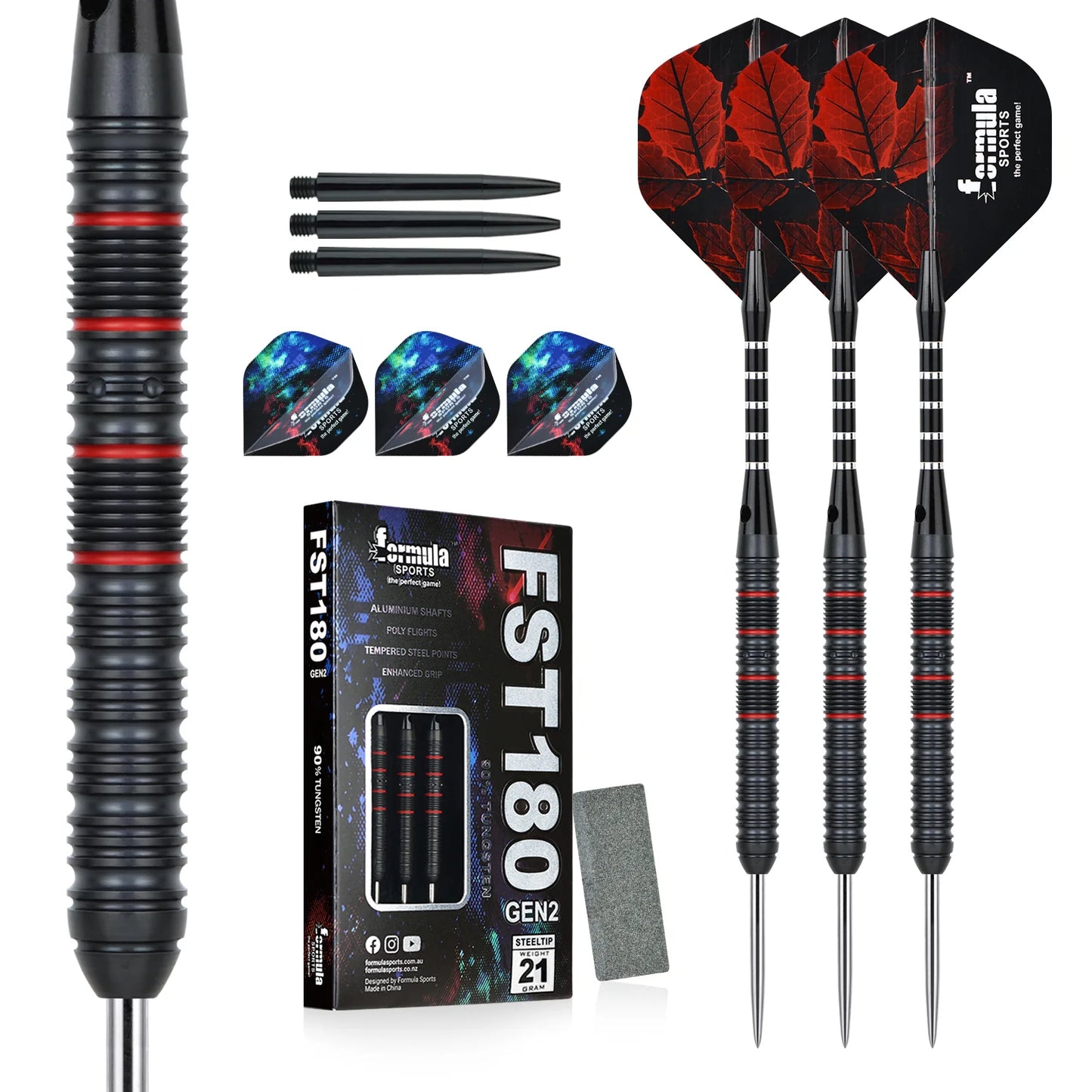Formula Sports - FST180 Gen 2 Black with Red Rings 90% Tungsten Darts