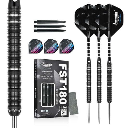 Formula Sports - FST180 Gen 3 Black+Silver Rings 90% Tungsten Darts