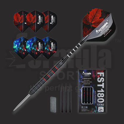 Formula Sports - FST180 Gen 2 Black with Red Rings 90% Tungsten Darts