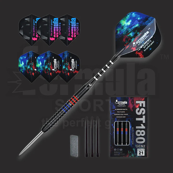 Formula Sports - FST180 Gen 2 Black with Red+Blue Rings 90% Tungsten Darts