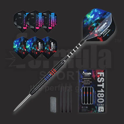 Formula Sports - FST180 Gen 2 Black with Red+Blue Rings 90% Tungsten Darts