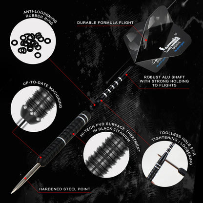 Formula Sports - FST180 Gen 3 Black+Silver Rings 90% Tungsten Darts
