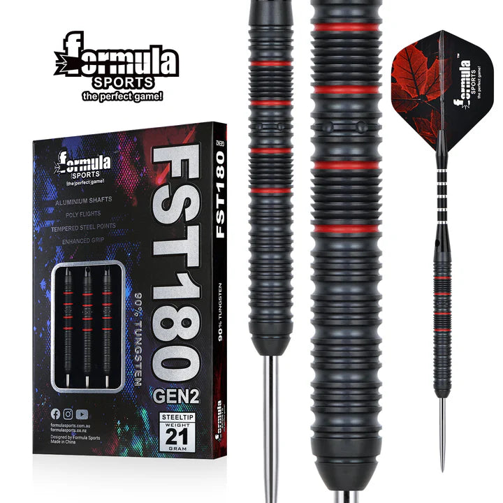 Formula Sports - FST180 Gen 2 Black with Red Rings 90% Tungsten Darts
